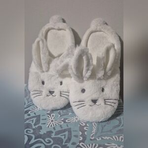 Cute White Bunny Slippers Womens Size Large